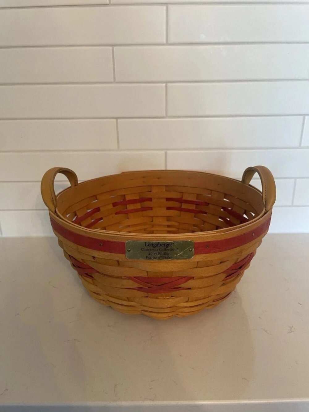 Vintage Longaberger Handwoven Christmas Collection 1999 Edition Popcorn Basket